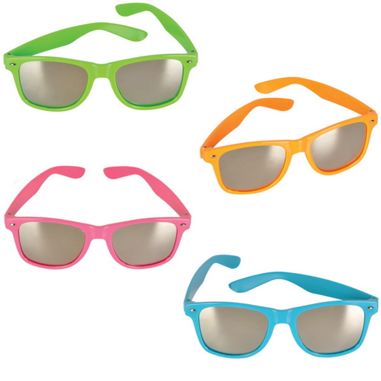Neon Sunglasses Mirrored Lenses Assorted Colors Party Favor 12 Pack